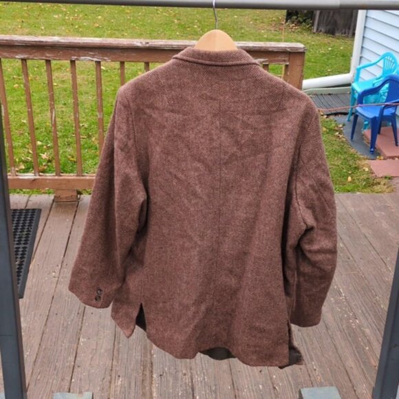 Brooks Brothers Sz 44 Herringbone Tweed Blazer Jacket Wool Academia Professor - Picture 3 of 6